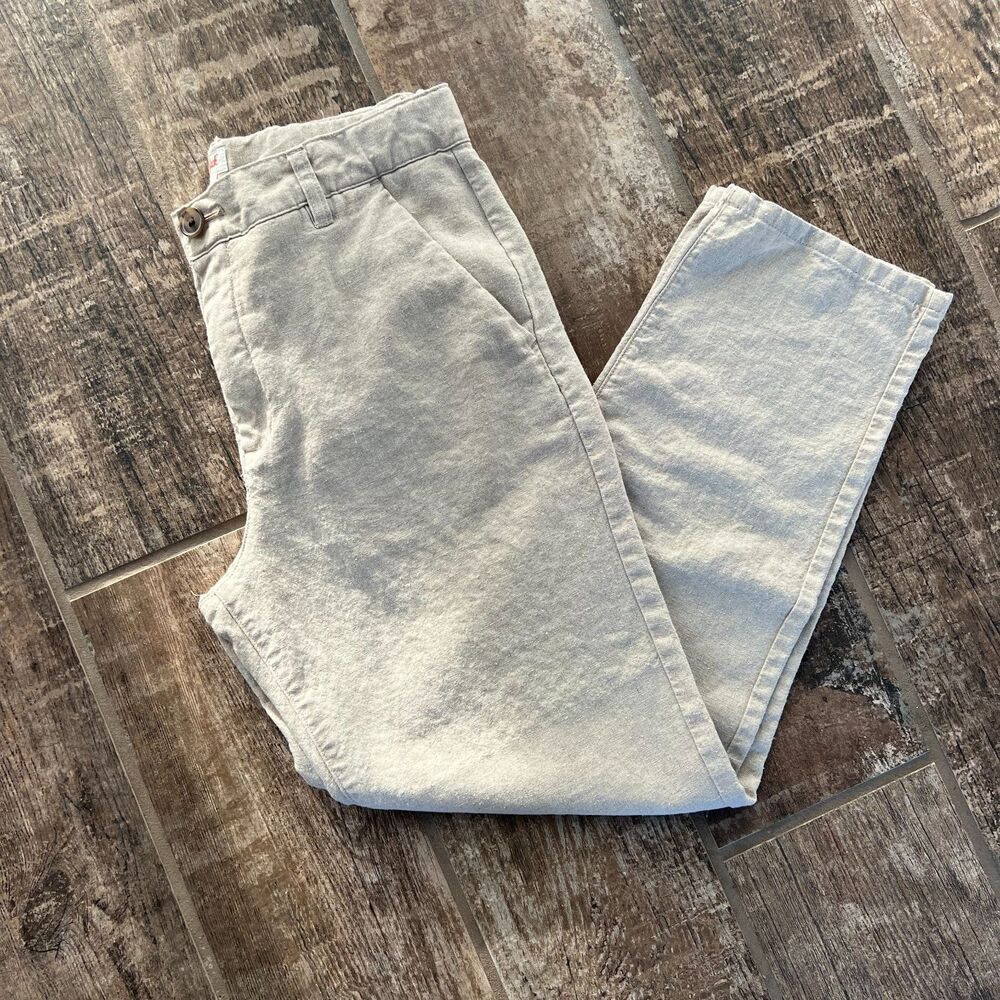 Linen Pants Adjustable Natural Beige Boys 14